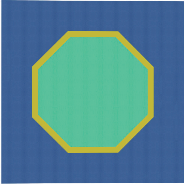 Мат TaiShan для тхэквондо, 12000×12000×25 мм, 8 секций, синий-зелёный-жёлтый