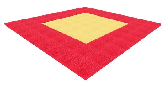 Мат TaiShan для дзюдо, 18×18×0,05 м, красно-желтый